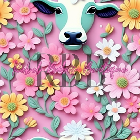 3D Cow & Flowers